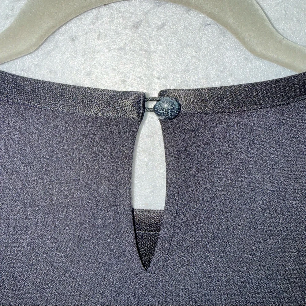 Yves Saint Laurent Rive Gauche Vintage women Crepe silk blend blouse black top M - Picture 7 of 7